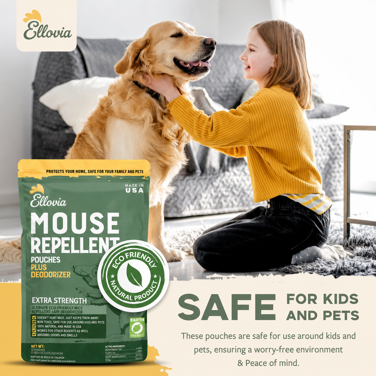 Ellovia RodentShield™ Mouse Repellent Pouches